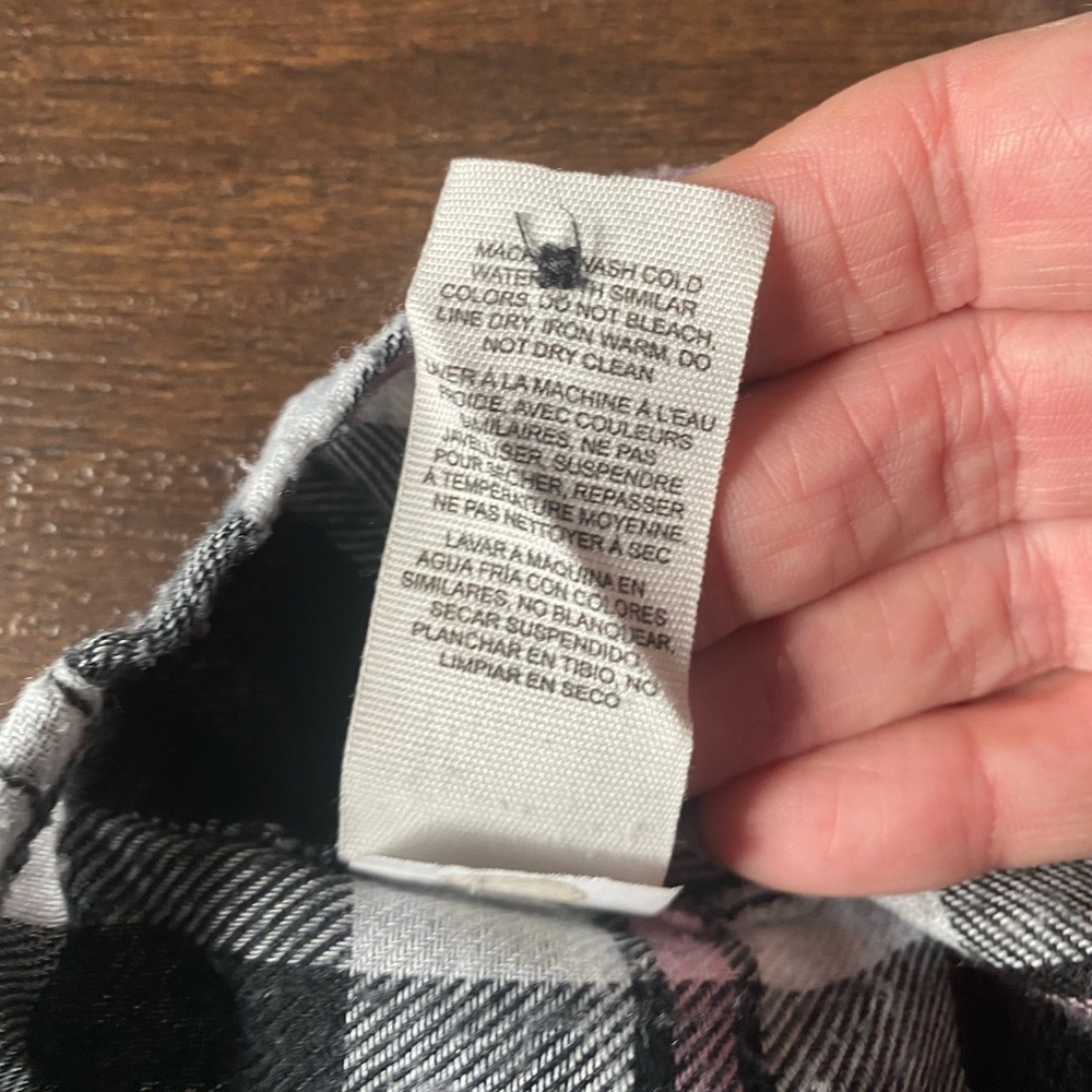 Garage Pink Black and White Plaid Cropped Button Down XS - Picture 5 of 10